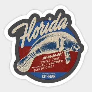 Vintage Florida Manatee BBQ Sticker